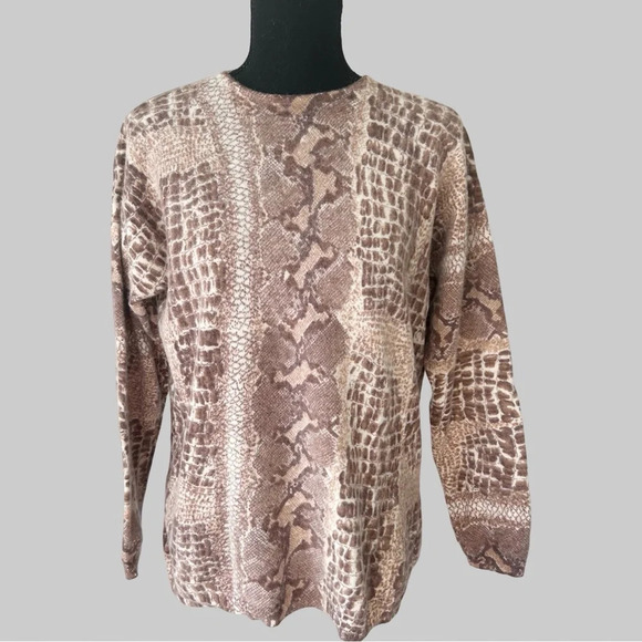 Vintage Claudia D Snakeskin Pattern  Lambswool Blend Soft Sweatwer - Picture 1 of 12